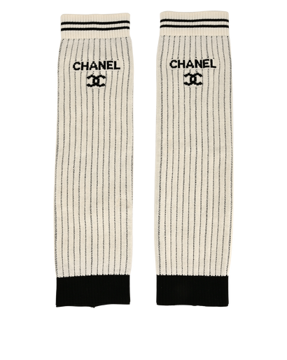 Chanel Logo Leg Warmers, &pound;320, Accessories, Black/White, Viscose, Front view
